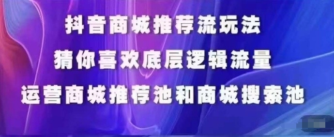 抖音商城运营课程，猜你喜欢入池商城搜索商城推荐人群标签覆盖-财富课程