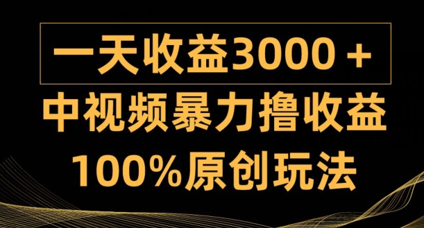 中视频暴力撸收益，日入3000+，100%原创玩法，小白轻松上手多种变现方式-财富课程