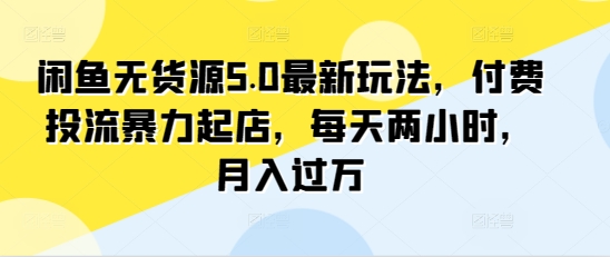 闲鱼无货源5.0最新玩法，付费投流暴力起店，每天两小时，月入过万!-财富课程