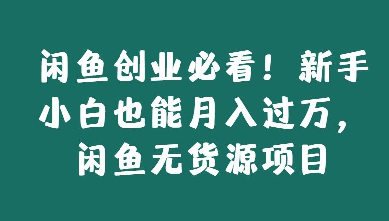 闲鱼创业必看！新手小白也能月入过万，闲鱼无货源项目-财富课程