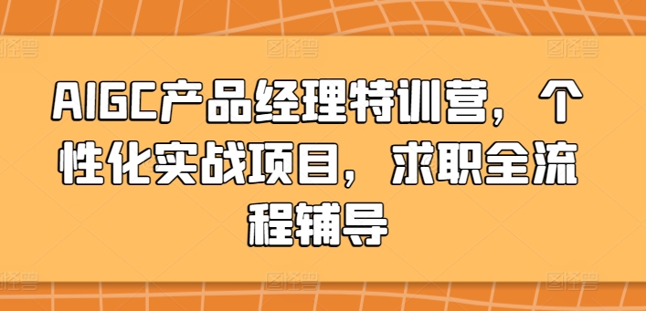 AIGC产品经理特训营，个性化实战项目，求职全流程辅导-财富课程