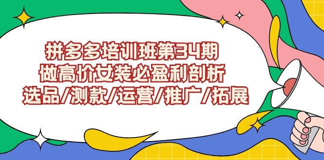 拼多多培训班第34期：做高价位品牌女装必赢利分析  选款/选款/经营/营销推广/扩展-财富课程