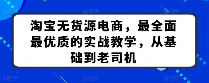 淘宝无货源电商，最全面最优质的实战教学，从基础到老司机-财富课程