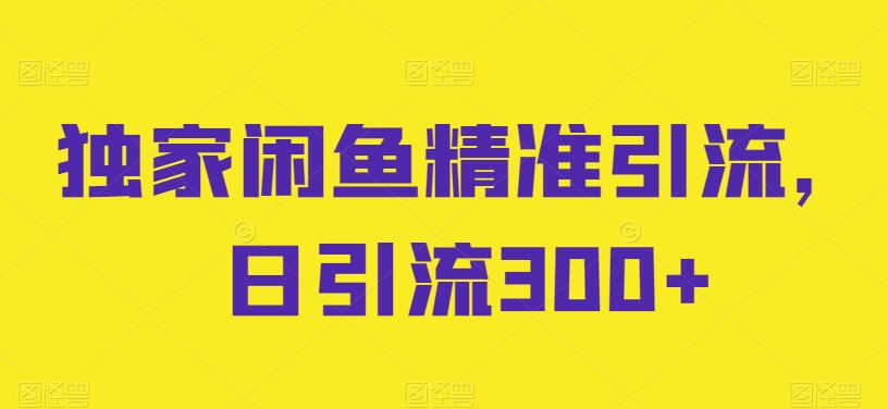 独家代理闲鱼平台精准引流方法，日引流方法300 【揭密】-财富课程