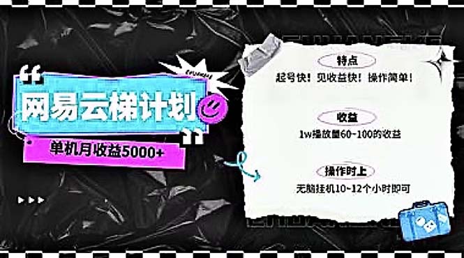 2024网易云云梯方案 单机版日300  没脑子月入5000-财富课程