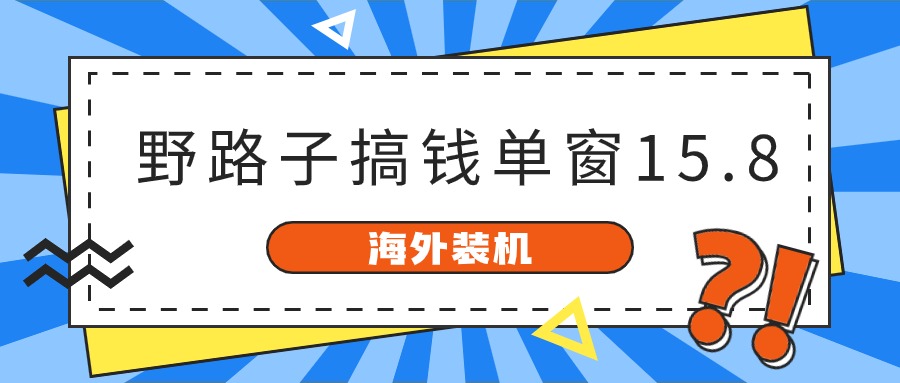 国外攒机，歪门邪道弄钱，单对话框15.8，亲自测试已转现10000-财富课程