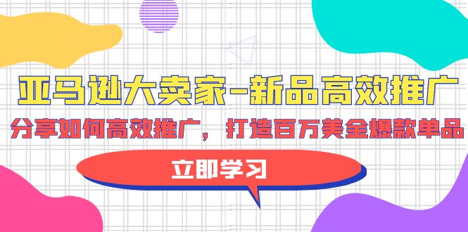 亚马逊平台 大卖家-新产品高效率营销推广，共享如何有效营销推广，打造出百万美金爆款单品-财富课程