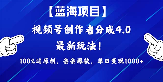 2024蓝海项目微信视频号，全新方式， 100%过原创设计，一条条爆品，单天转现1K ，…-财富课程