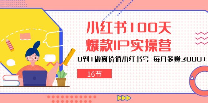 小红书的100天爆品IP实际操作营，0到1拉高使用价值小红书的号，每月挣到3000-财富课程