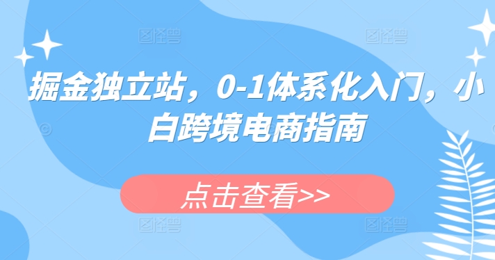 掘金队自建站，0-1系统化新手入门，新手跨境电子商务手册-财富课程