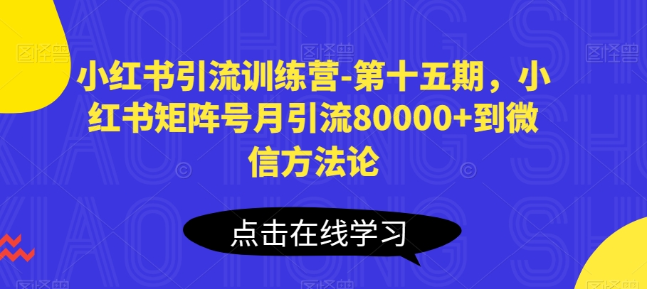 小红书引流夏令营-第十五期，小红书的矩阵账号月引流方法80000 进微信科学方法论-财富课程