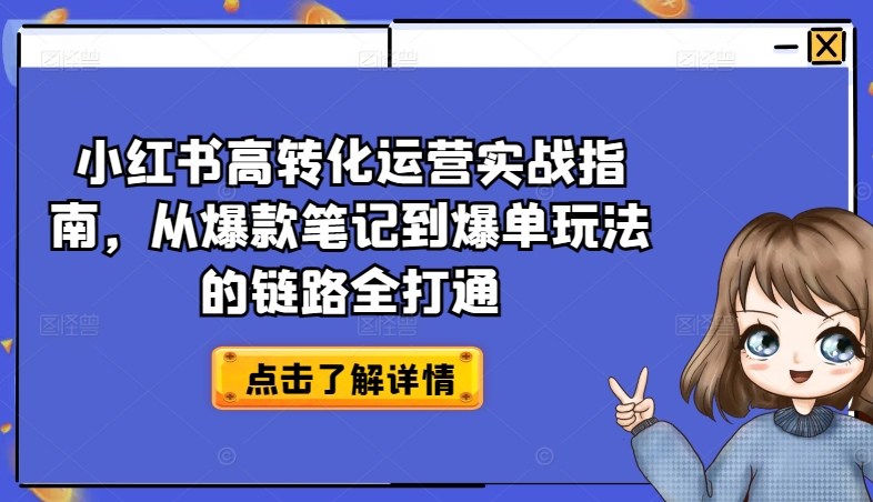 小红书的高转化经营实战演练手册，从爆品手记到打造爆款游戏的玩法链接全连通-财富课程