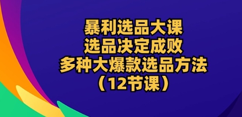 爆利选款大课：选款决定成败，教大家多种多样大爆品选款方式(12堂课)-财富课程