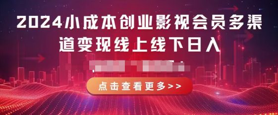 2024低成本创业视频会员多种渠道转现线上与线下，每天都会有盈利-财富课程