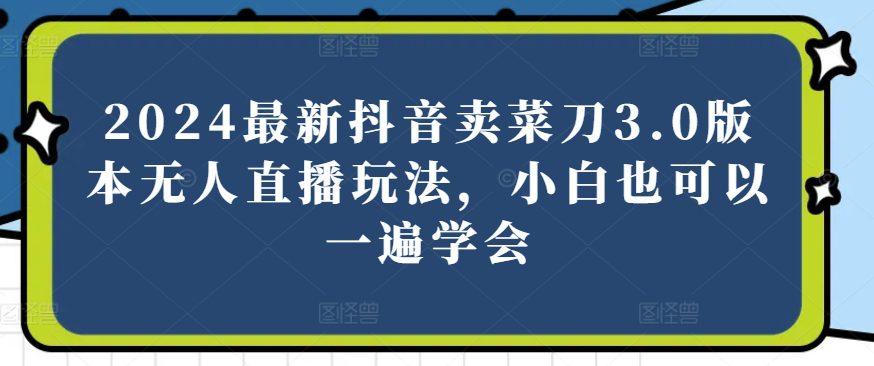 2024全新抖音卖切菜刀3.0版没有人直播玩法，新手还可以一遍懂得【揭密】-财富课程