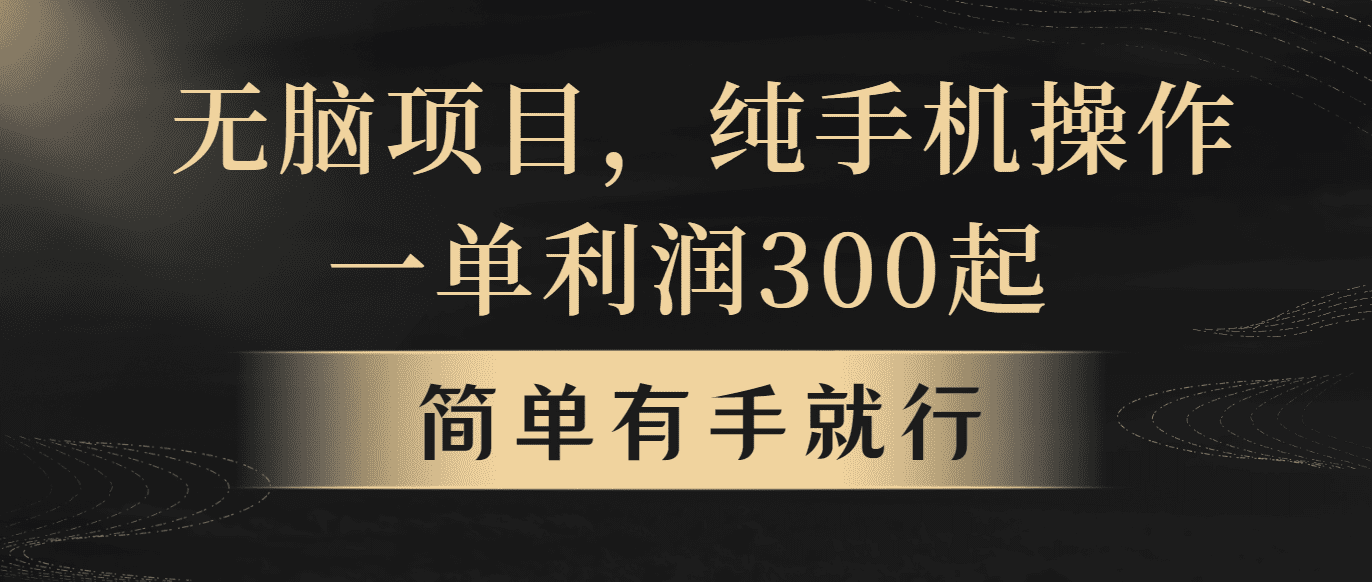 没脑子新项目，一单几百元，轻轻松松月入5w ，看了就可以直接实际操作-财富课程