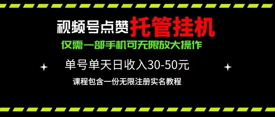 微信视频号关注点赞代管放置挂机，运单号单日盈利30~50，一部手机放大化（附加无尽…-财富课程