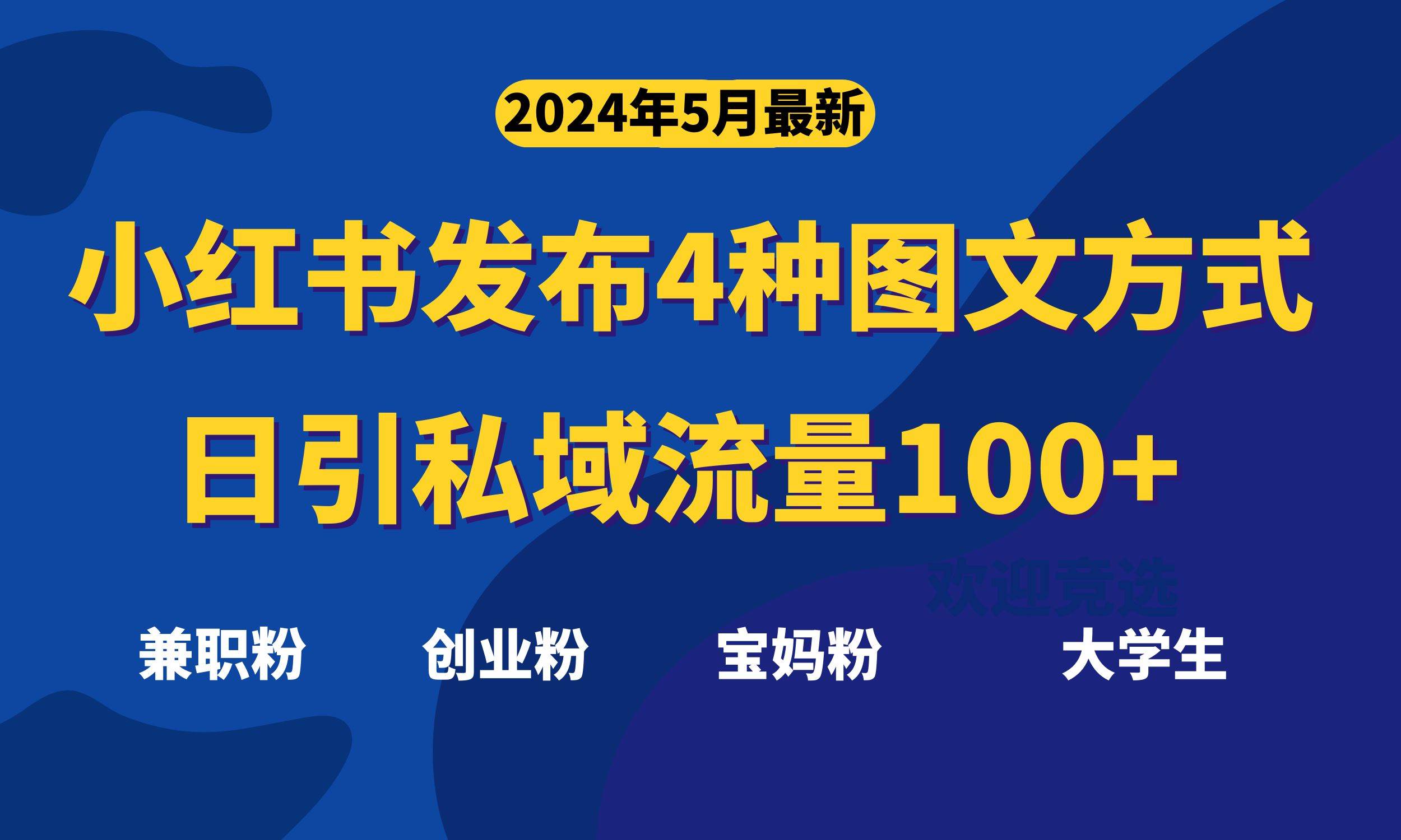 最新小红书发布这四种图文，日引私域流量100+不成问题，-财富课程