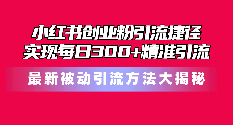 小红书的自主创业粉引流方法近道！全新被动引流方式大曝光，完成每日300 精准引流方法-财富课程