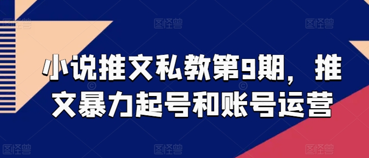 小说推文私教第9期，推文暴力起号和账号运营-财富课程