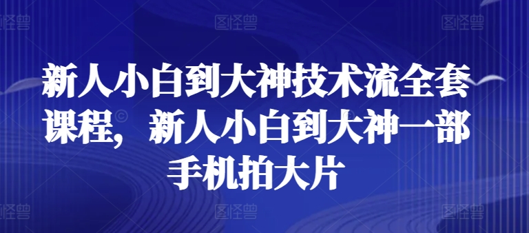 新手菜鸟到高手技术控整套课程内容，新手菜鸟到高手一部手机拍大片-财富课程