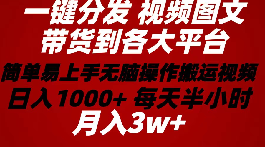 2024年 一键分发卖货图文视频  简单易上手 没脑子赚盈利 每天一小时日入1…-财富课程