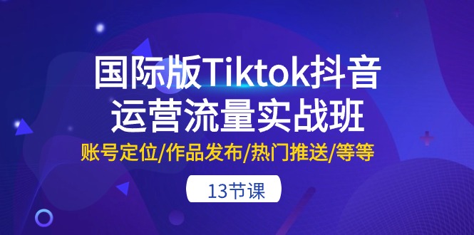 国际版Tiktok抖音运营流量实战班：账号定位/作品发布/热门推送/等等-财富课程