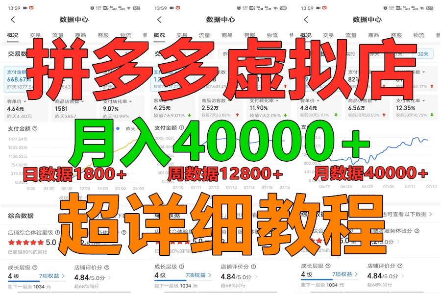 拼多多虚拟电商训练营月入40000+，全网最详细，你做你也行，暴利稳定长久-财富课程