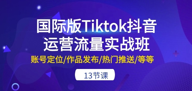 国际版Tiktok抖音运营流量实战班：账号定位/作品发布/热门推送/等等-13节-财富课程