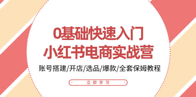 0基础快速入门小红书电商实战营：账号搭建/开店/选品/爆款/全套保姆教程-财富课程