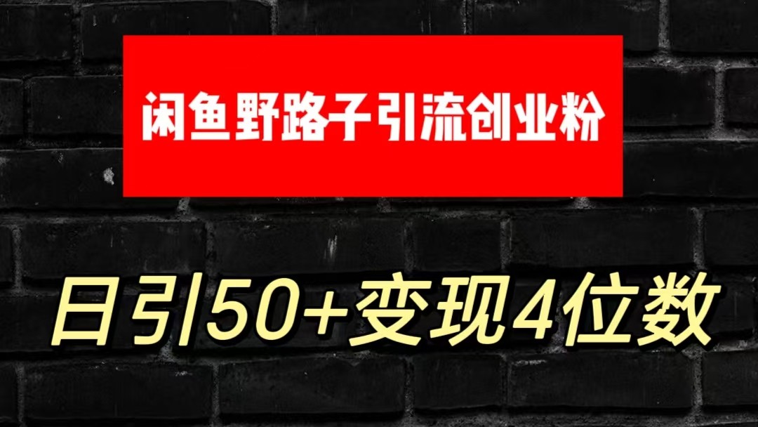 大眼闲鱼野路子引流创业粉，日引50+单日变现四位数-财富课程