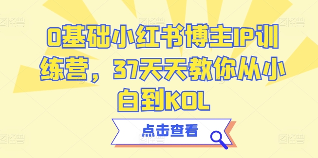 0基础小红书博主IP训练营，37天天教你从小白到KOL-财富课程