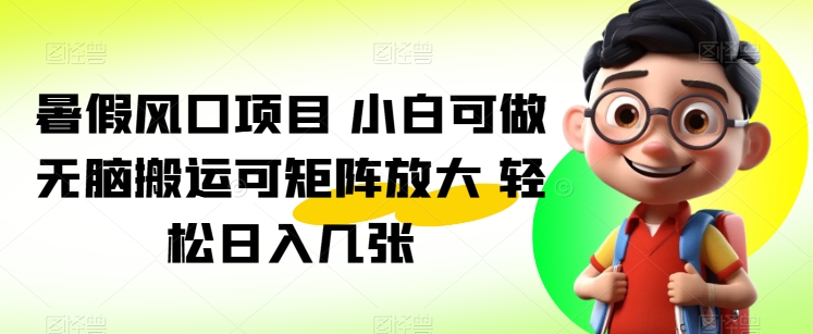 暑期蓝海项目 小白可做 没脑子运送可引流矩阵变大 轻轻松松日入多张-财富课程