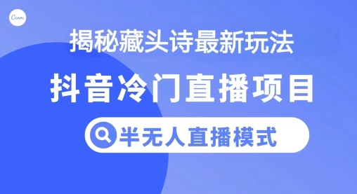 抖音蓝海藏头诗项目，半无人直播模式，小白轻松入手-财富课程