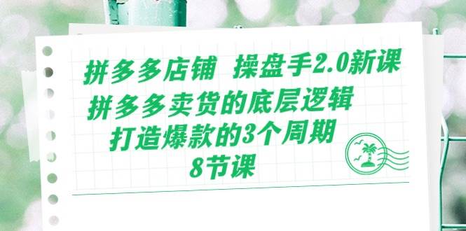 拼多多店铺 操盘手2.0新课，拼多多卖货的底层逻辑，打造爆款的3个周期-8节-财富课程