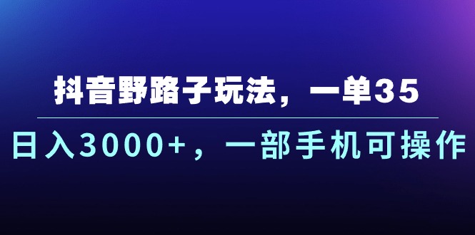 抖音视频歪门邪道游戏玩法，一单35.日入3000 ，一部手机易操作-财富课程