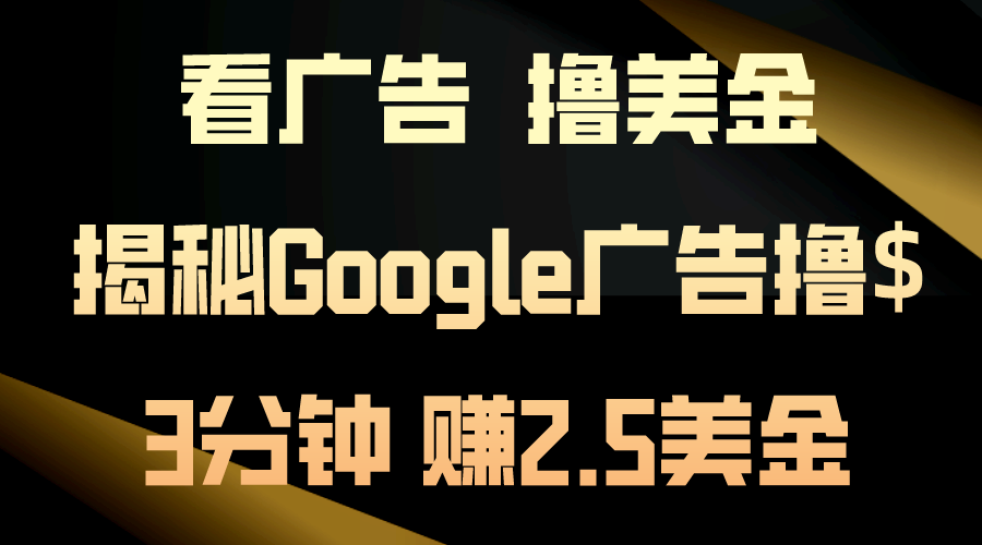 买会员，撸美元！3min赚2.5美元！日入200美元指日可待！揭密Google广告宣传…-财富课程