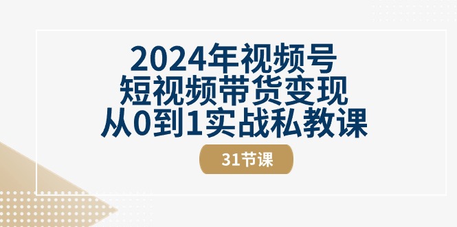 2024年视频号短视频带货变现从0到1实战私教课-财富课程