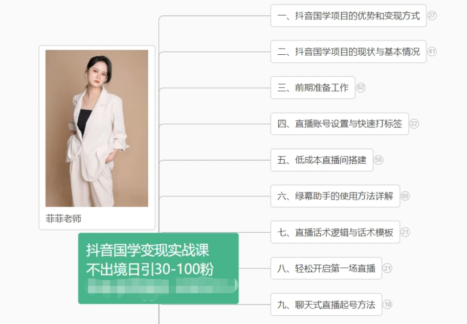 抖音国学变现项目：不出境日引30-100粉实战课程-财富课程