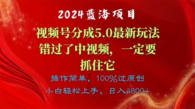 2024蓝海项目，微信视频号分为方案5.0全新游戏玩法，错过中视频，一定要抓住…-财富课程