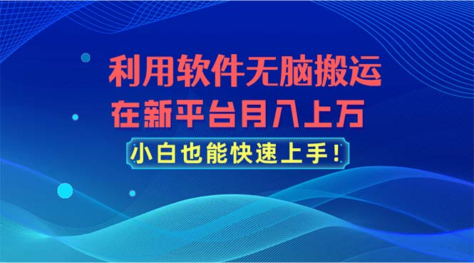 利用软件无脑搬运，在新平台月入上万，小白也能快速上手-财富课程