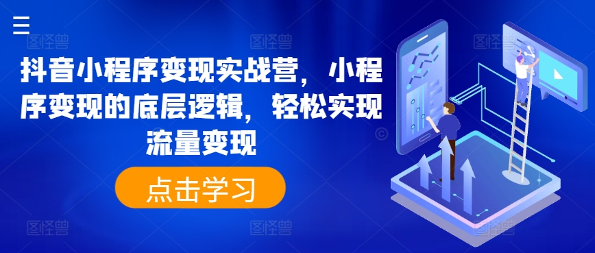 抖音小程序转现实战营，小程序变现的底层思维，真正实现数据流量变现-财富课程