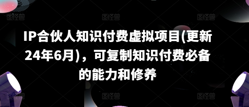 IP合作伙伴社交电商虚拟资源项目(升级24年6月)，复制推广社交电商必不可少能力与涵养-财富课程