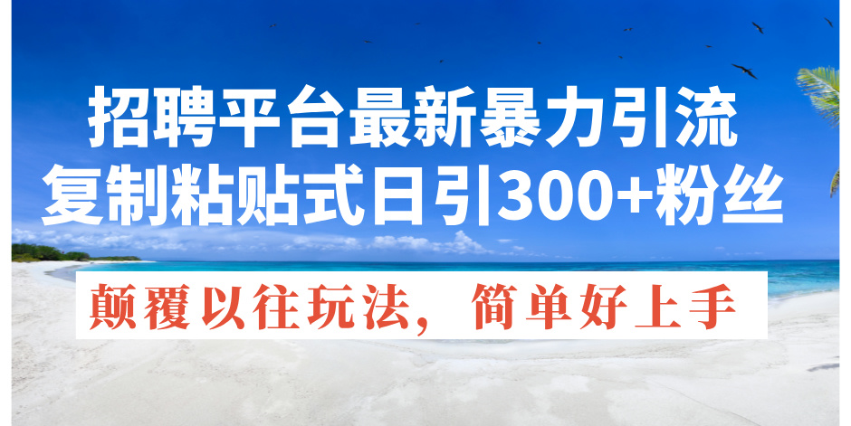 招聘网站全新暴力行为引流方法，拷贝式日引300 粉丝们，刷新过去废弃物游戏玩法，简…-财富课程