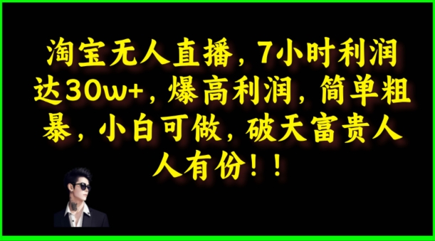 淘宝网无人直播，绝对高盈利，简单直接，小白可做-财富课程