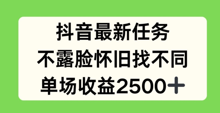 抖音最新每日任务，不露脸复古找不同游戏，场均盈利2.5k【揭密】-财富课程