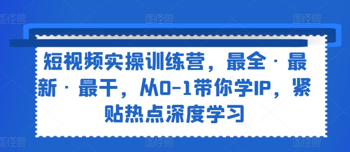 小视频实操训练营，最齐·全新·最干，从0-1陪你学IP，紧靠网络热点深度神经网络-财富课程