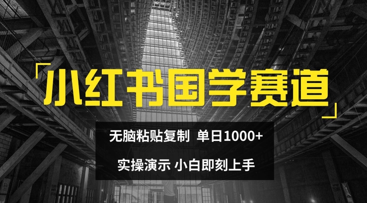 小红书的国学经典跑道，没脑子粘贴复制，单日1K，实际操作演试，新手立刻入门【揭密】-财富课程