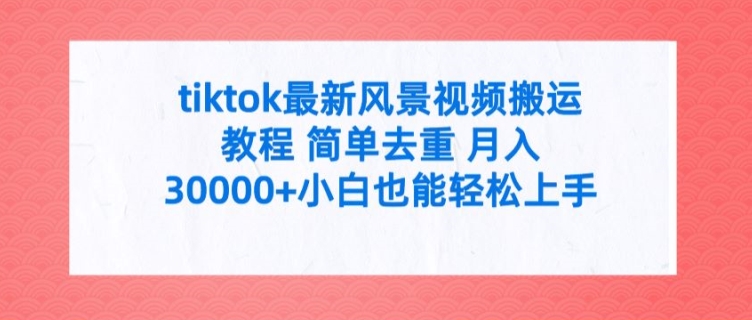 tiktok全新景色视频搬运实例教程 简易去重复 月入3W 新手也可以快速上手【揭密】-财富课程