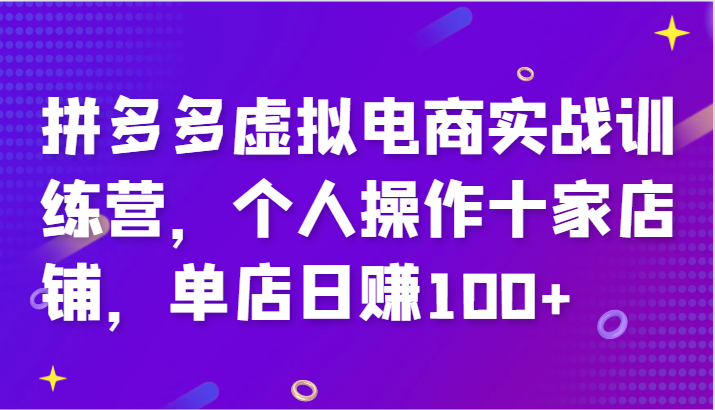 拼多多虚拟电商实战训练营，个人操作十家店铺，单店日赚100+-财富课程